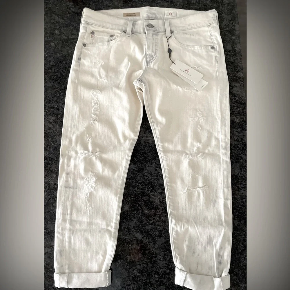 AG Adriano Goldschmied Nikki Cream & Gray Distressed Skinny Jeans - Picture 4 of 13